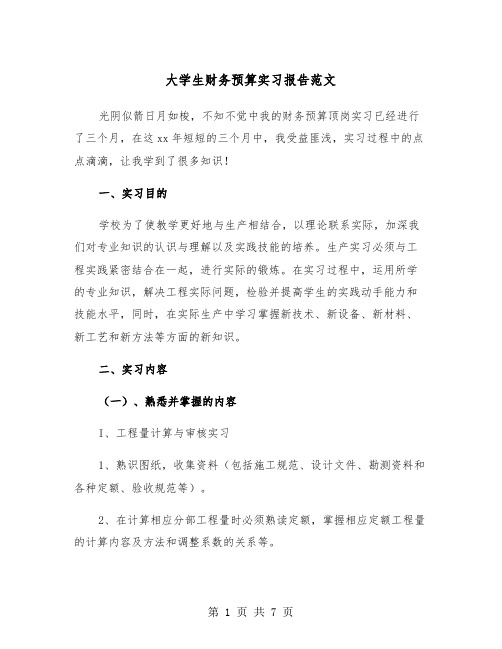 大学生财务预算实习报告范文(2篇)