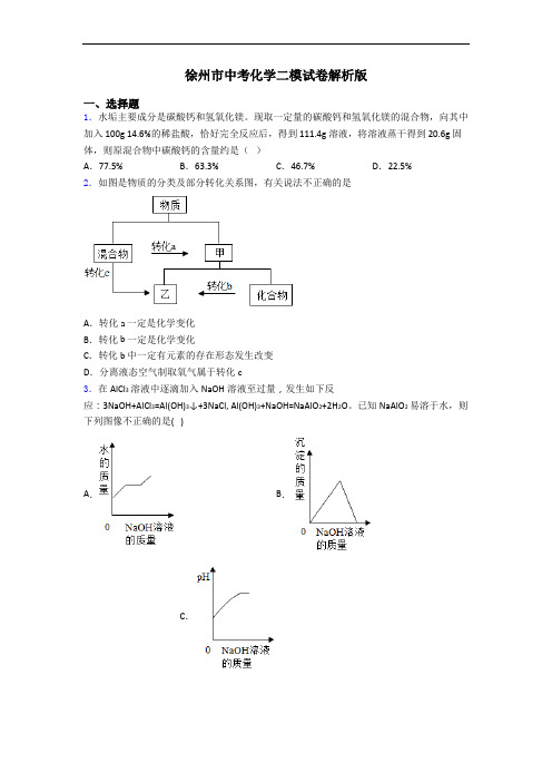 徐州市中考化学二模试卷解析版