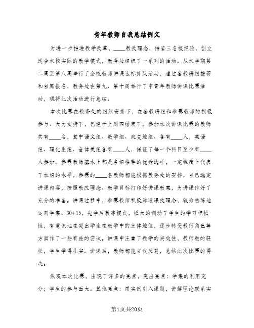 青年教师自我总结例文（4篇）