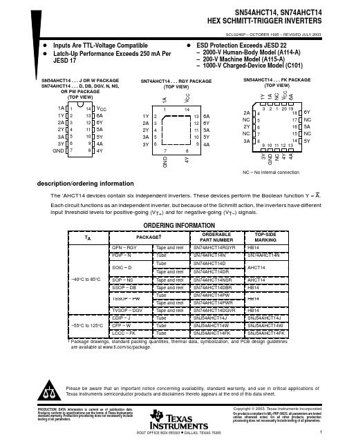 SN74AHCT14NSRG4中文资料