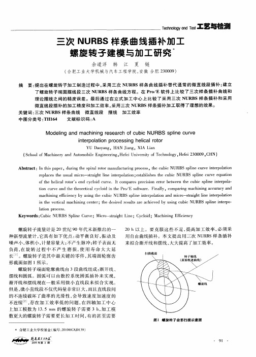 三次NURBS样条曲线插补加工螺旋转子建模与加工研究