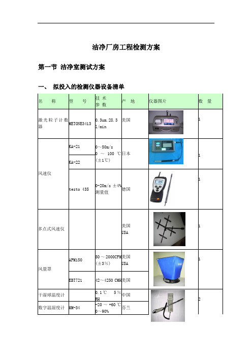 洁净厂房工程检测方案