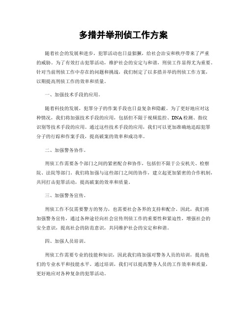 多措并举刑侦工作方案