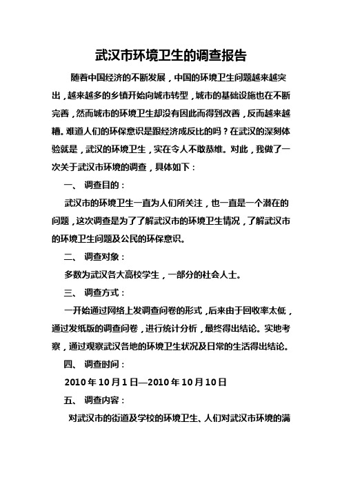 武汉市坏境卫生的调查报告