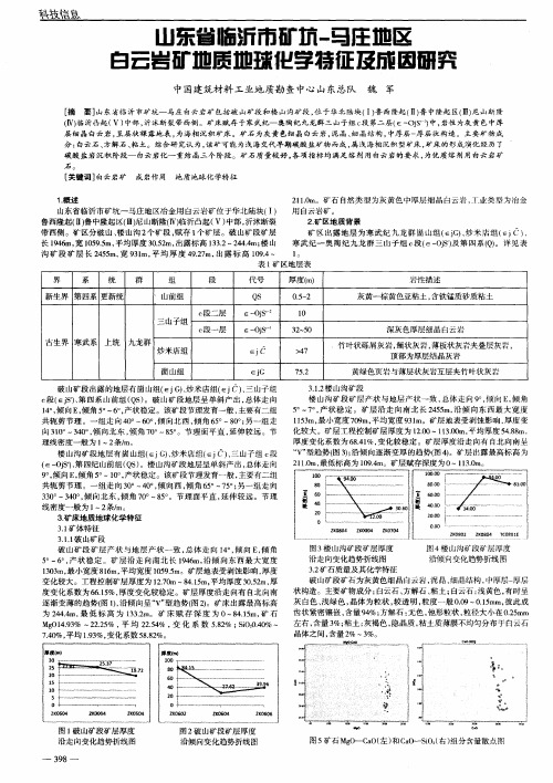 山东省临沂市矿坑-马庄地区门云岩矿地质地球化学特征及成因研究