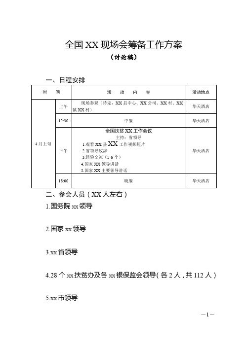 XX县承办全国XX现场会筹备工作方案(原稿)