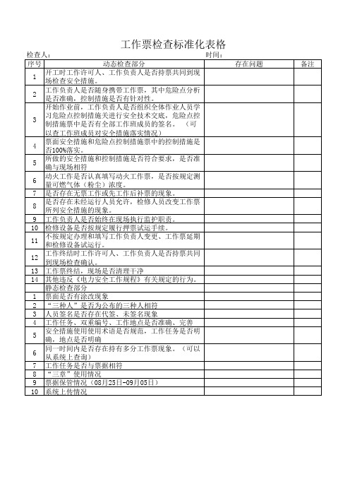 工作票检查表