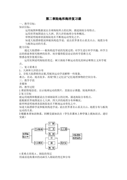 七年级地理第二章陆地和海洋复习课教学设计