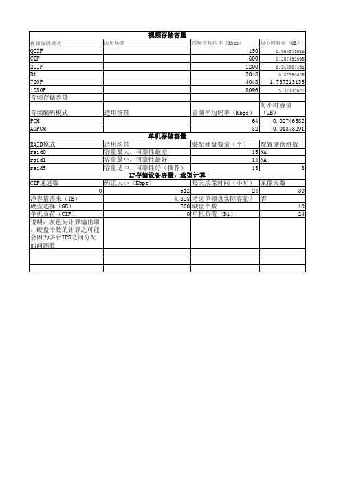 大华专用存储计算工具