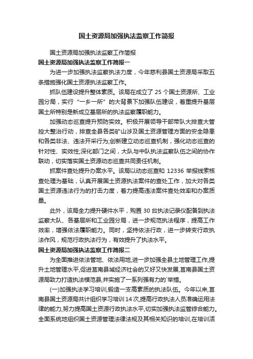 国土资源局加强执法监察工作简报