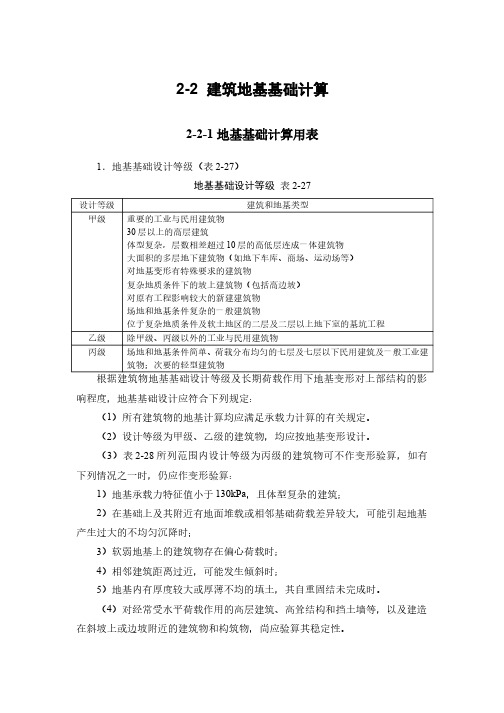 建筑施工手册  施工常用结构计算  建筑地基基础计算