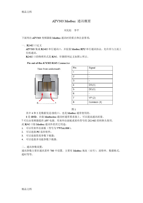 最新施耐德变频器Modbus通讯概要(中文)资料