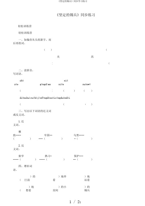 《坚定的锡兵》同步学习练习