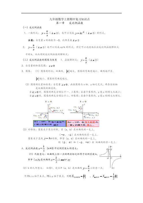 九年级数学上册期中复习知识点