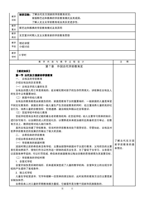 第7章外国古代学前教育史《学前教育史》教案