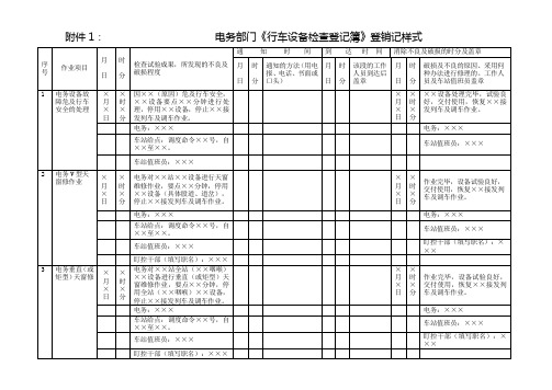 电务部门《行车设备检查登记簿》登记格式1