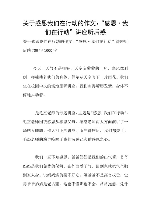 关于感恩我们在行动的作文：“感恩·我们在行动”讲座听后感