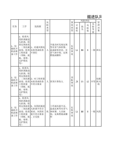 掘进队风险管理表(综掘巷道部分)1p