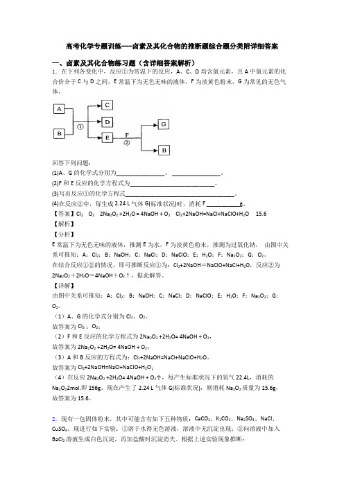 高考化学专题训练---卤素及其化合物的推断题综合题分类附详细答案