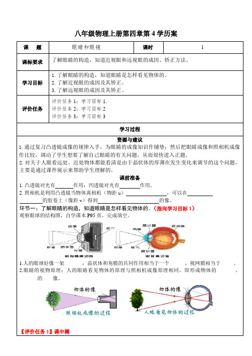 初中物理《眼睛和眼镜》学历案