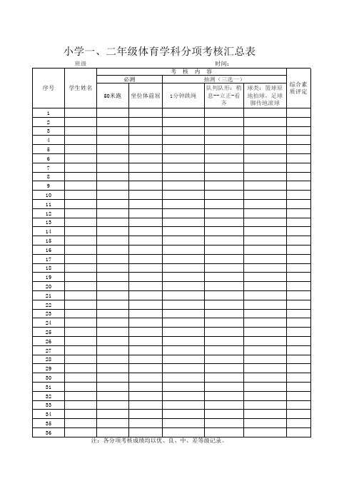 体育分项考核表