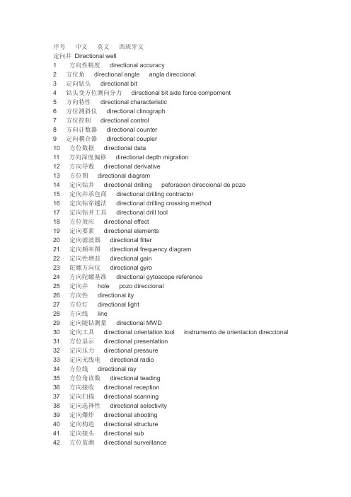 钻井西语现场之定向井相关