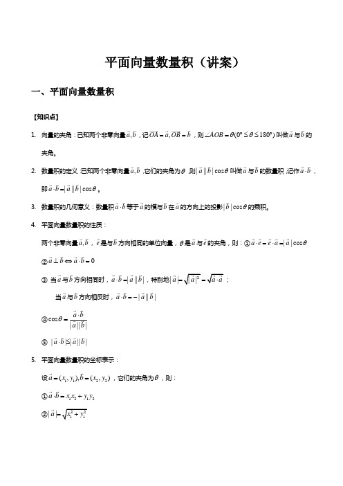 平面向量数量积及其应用