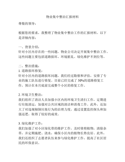 物业集中整治汇报材料