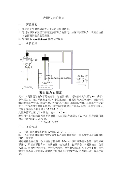 溶液表面张力的测定