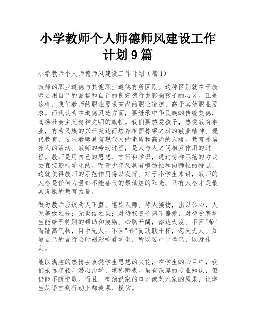 小学教师个人师德师风建设工作计划9篇