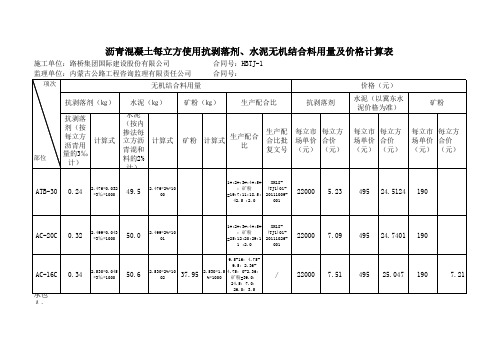 沥青混凝土掺量计算(一标)