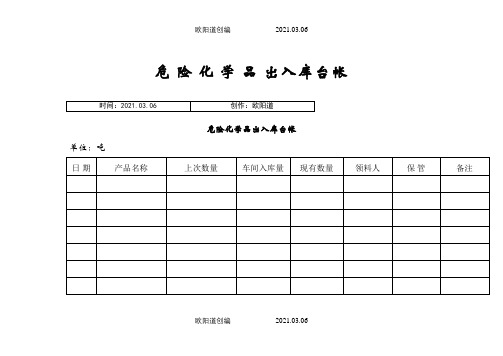 危险化学品出入库台帐之欧阳道创编