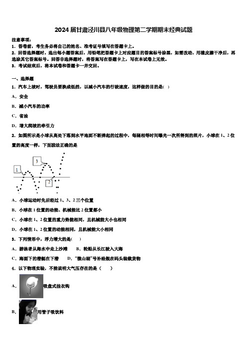 2024届甘肃泾川县八年级物理第二学期期末经典试题含解析