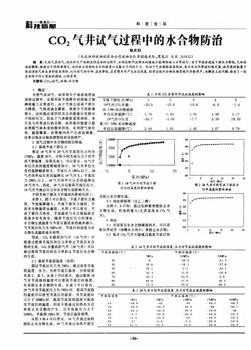 CO2气井试气过程中的水合物防治