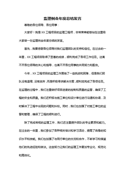 监理例会年度总结发言