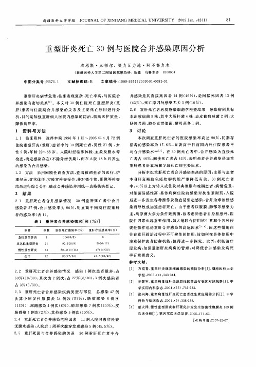 重型肝炎死亡30例与医院合并感染原因分析