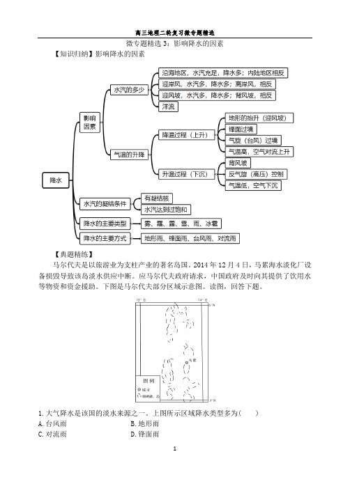 高三地理二轮复习微专题精选3  影响降水的因素