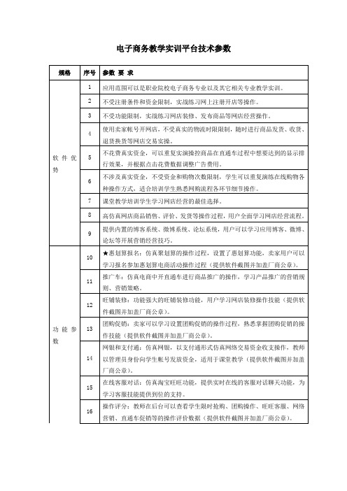 电子商务教学实训平台技术参数