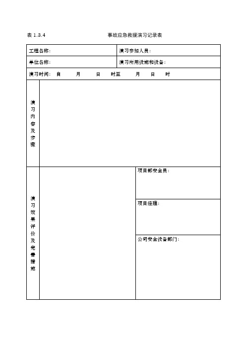 事故应急救援演习记录表