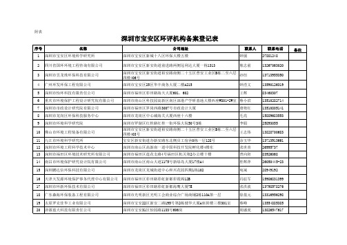 深圳宝安区环评机构备案登记表