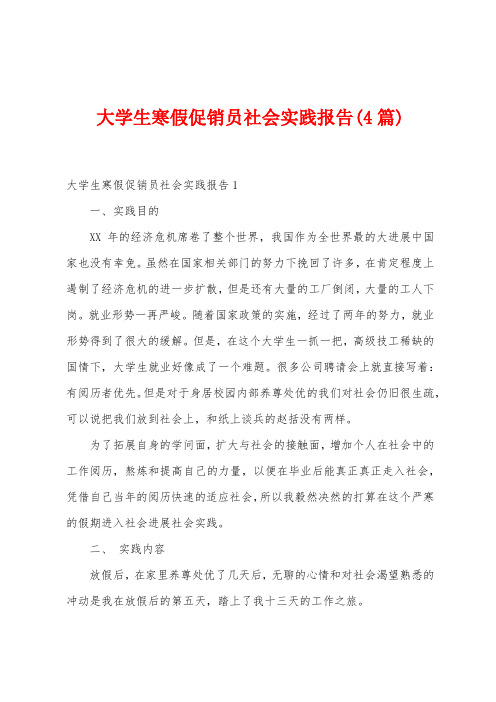 大学生寒假促销员社会实践报告(4篇)