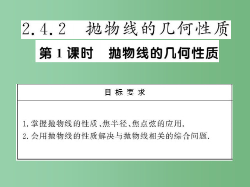 高中数学 2.4.2.1 抛物线的几何性质 苏教版选修1-1 