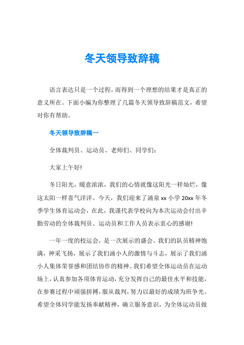 冬天领导致辞稿