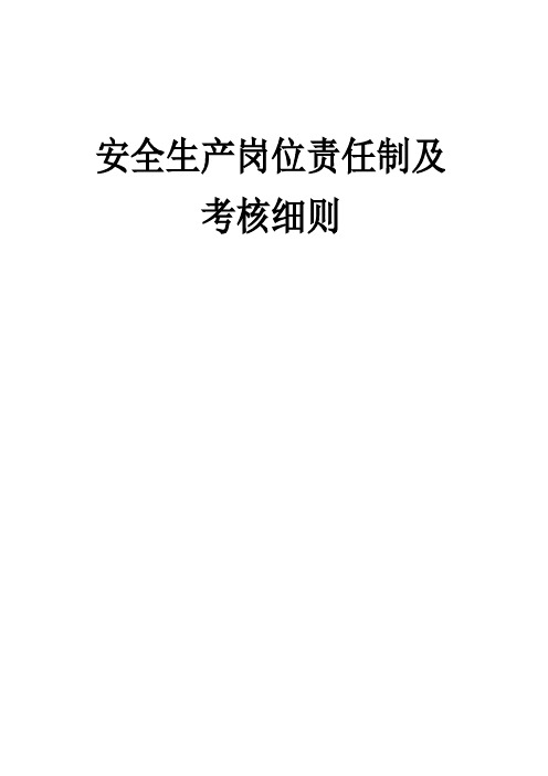 煤矿安全生产各岗位责任制及考核细则