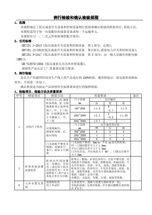 例行检验和确认检验规程