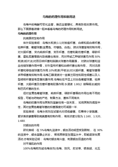 乌梅的药理作用和新用途