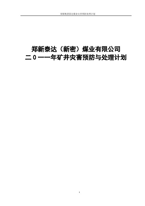 郑新泰达煤业灾害预防处理计划