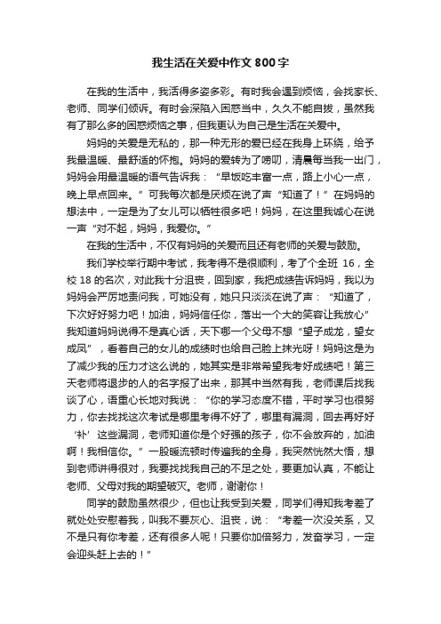 我生活在关爱中作文800字