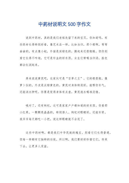 中药材说明文500字作文