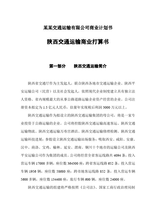 某某交通运输有限公司商业计划书